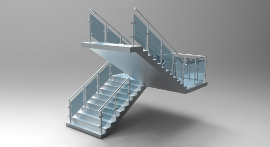 progetto scala ferro vetro